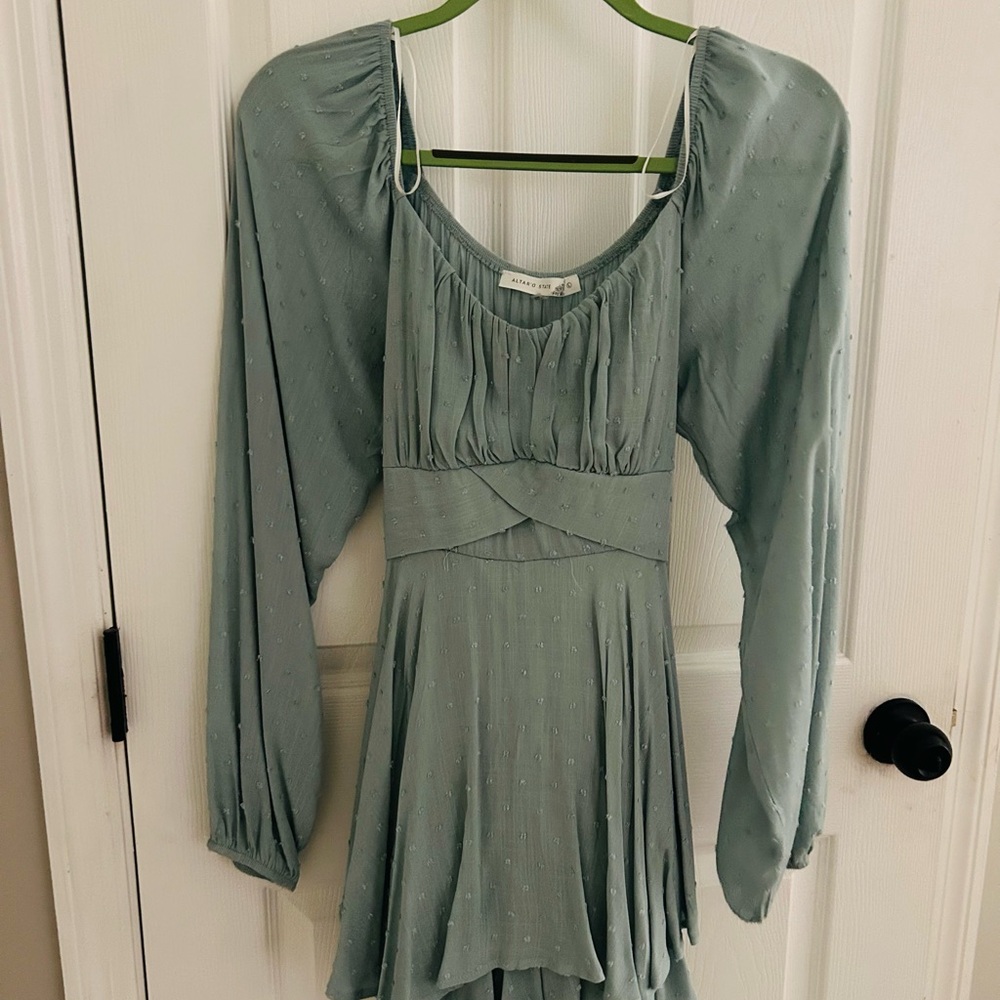 Altar'd State Long Sleeve Dress in Sage Green
